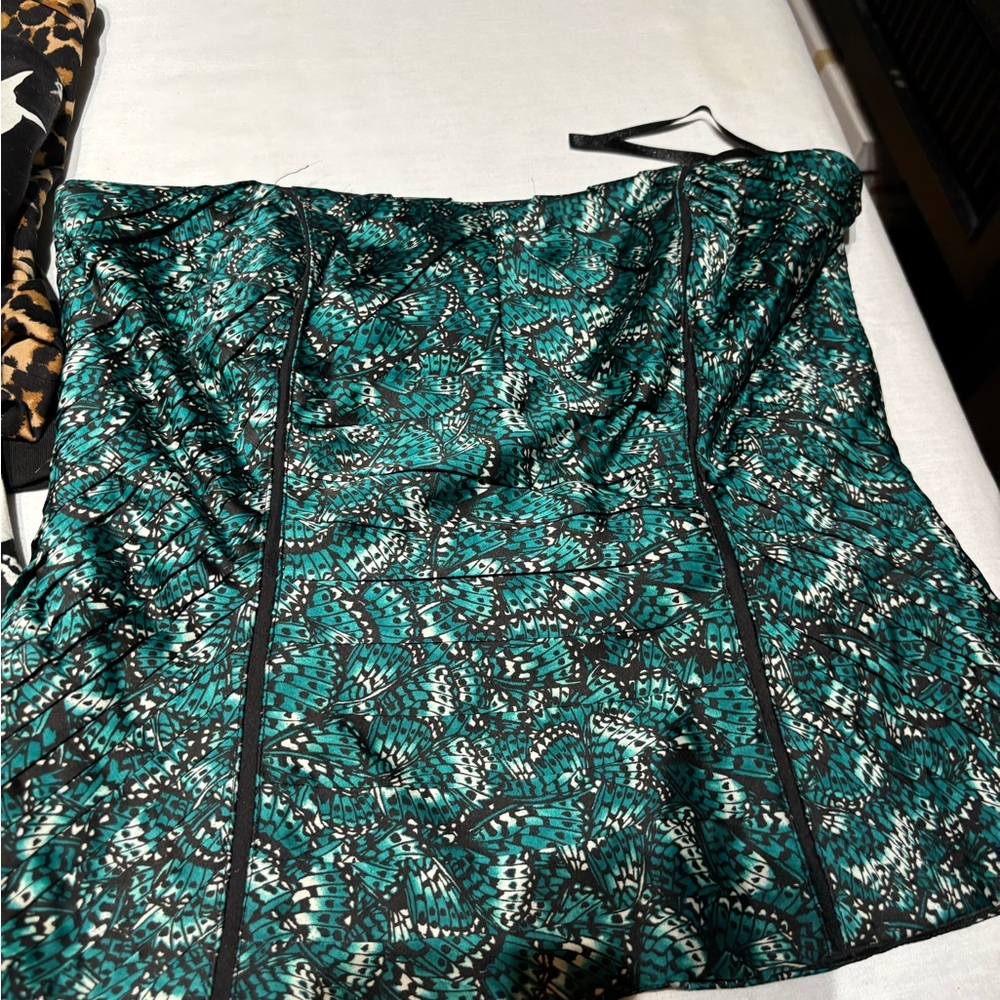 White House Black Market Green and Black Top